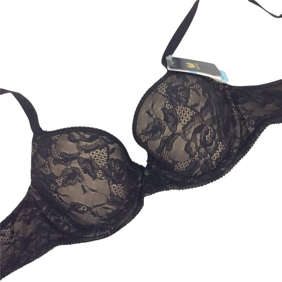 Wacoal Lace Finesse T-Shirt Bra 32C Black Underwire Lightly Padded Full Coverage - Picture 3 of 7